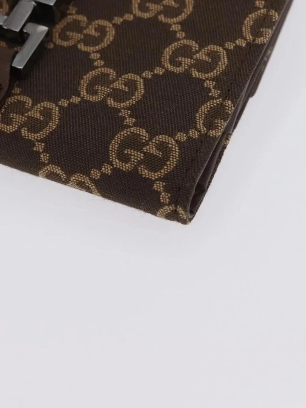 GUCCI GG Canvas Jackie Wallet Brown Silver 035 2773 2131 Auth am10798V